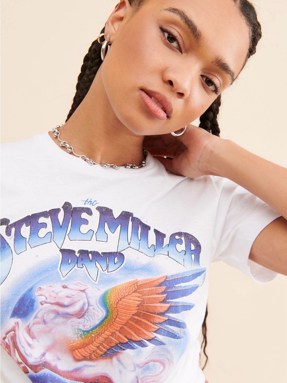 The Steve Miller Band White Graphic Tee - Winged Horse Design